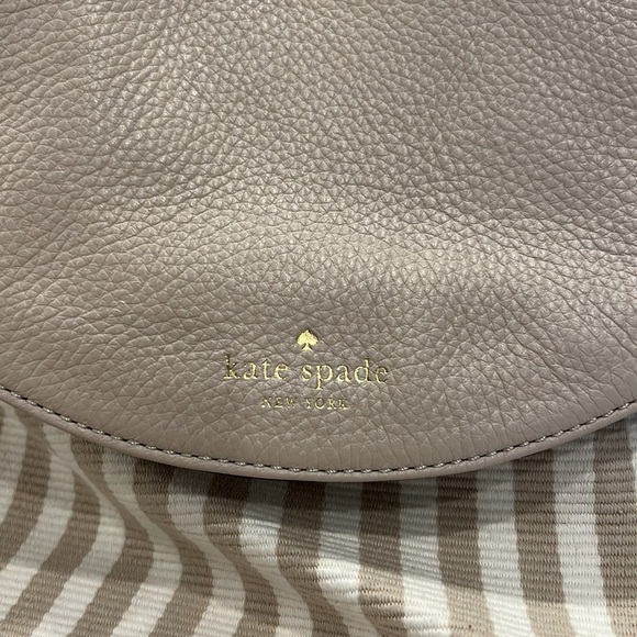 Kate Spade White and Beige Striped Back Pack with draw string close main image 7